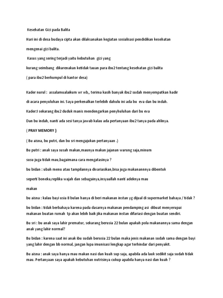 Naskah Role Play Gizi Balita | PDF