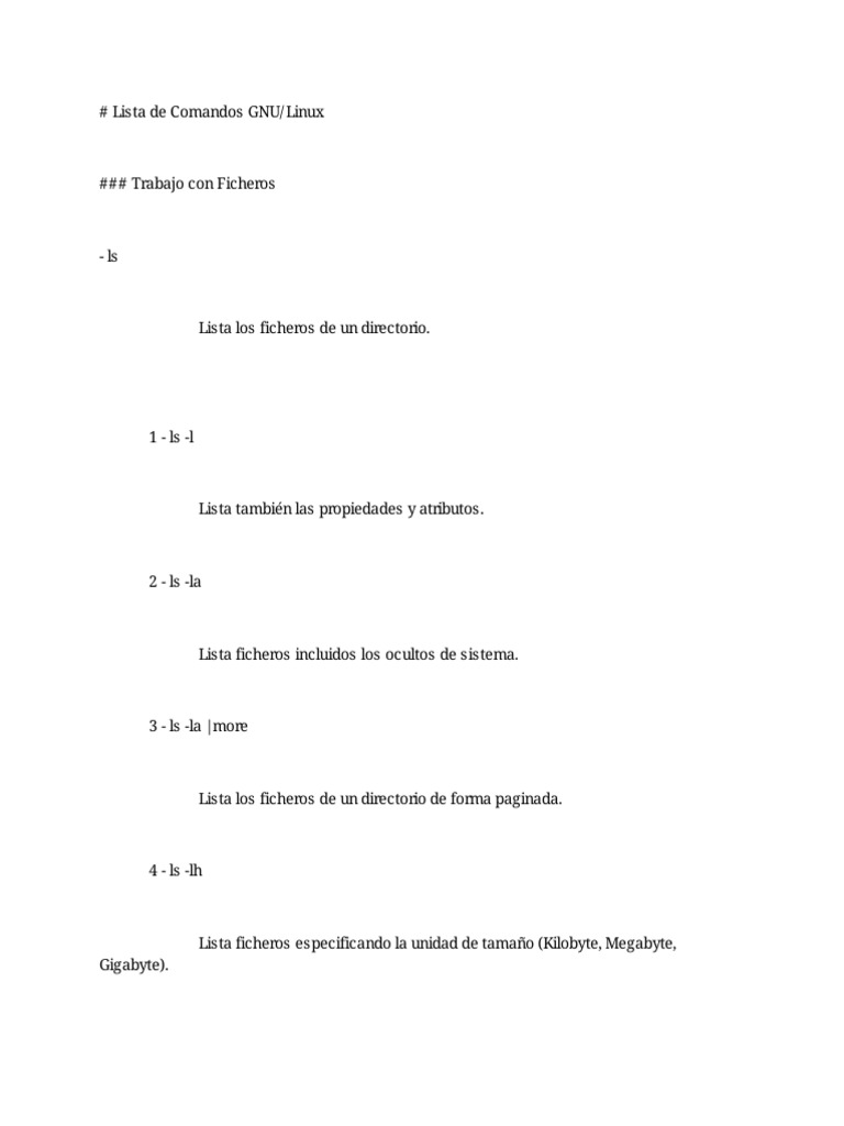 Lista de comandos linux pdf inform tica y tecnolog a de la informaci n