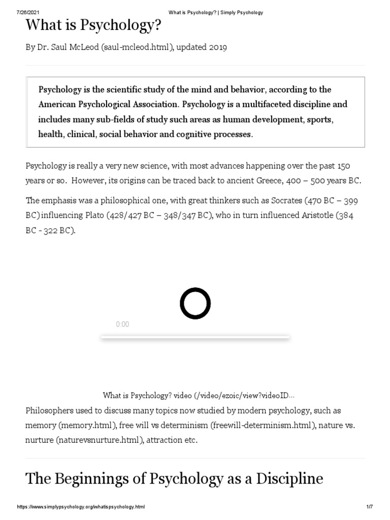 What Is Psychology Simply Psychology PDF Psychology