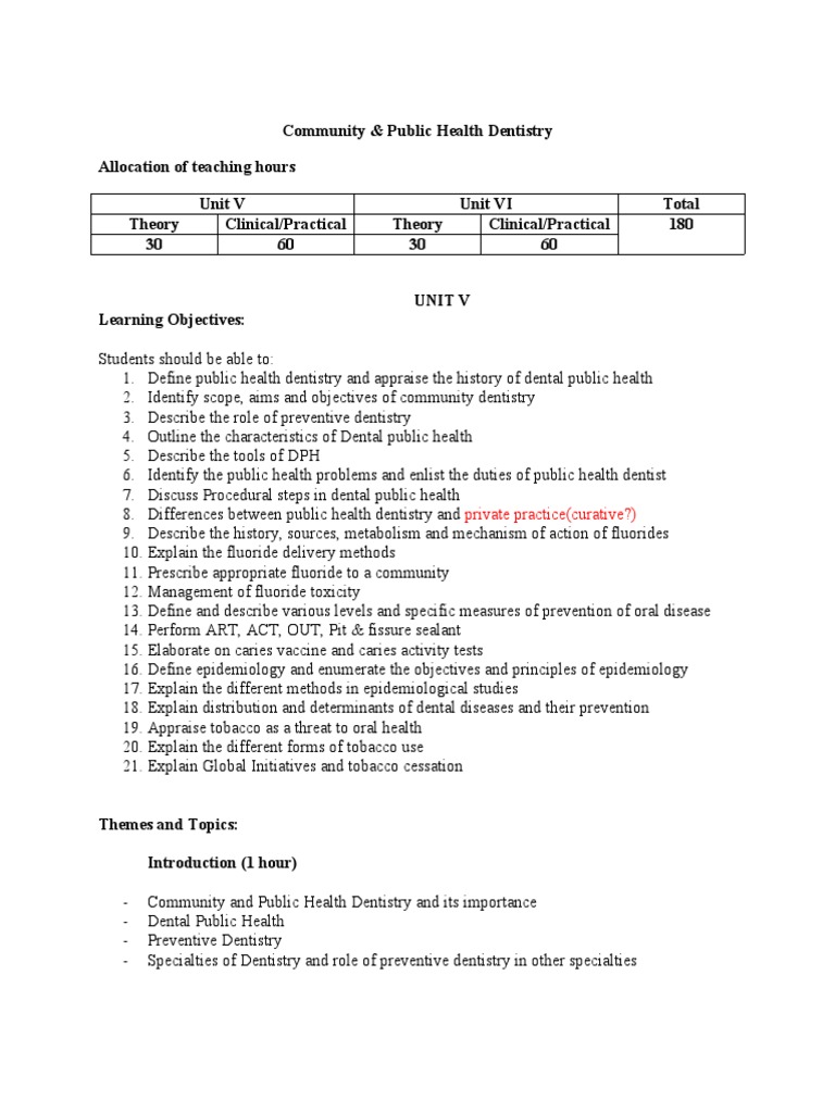 Dental Public Health Curriculum | PDF | Dentistry | Preventive Healthcare