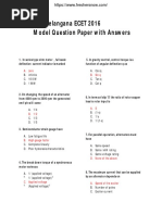 Telangana ECET 2016 Model Question Paper With Answers: A. Zero B. Sin Q