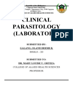 Clinical Parasitology (Laboratory) : Submitted By: Galang, Oland Deems B