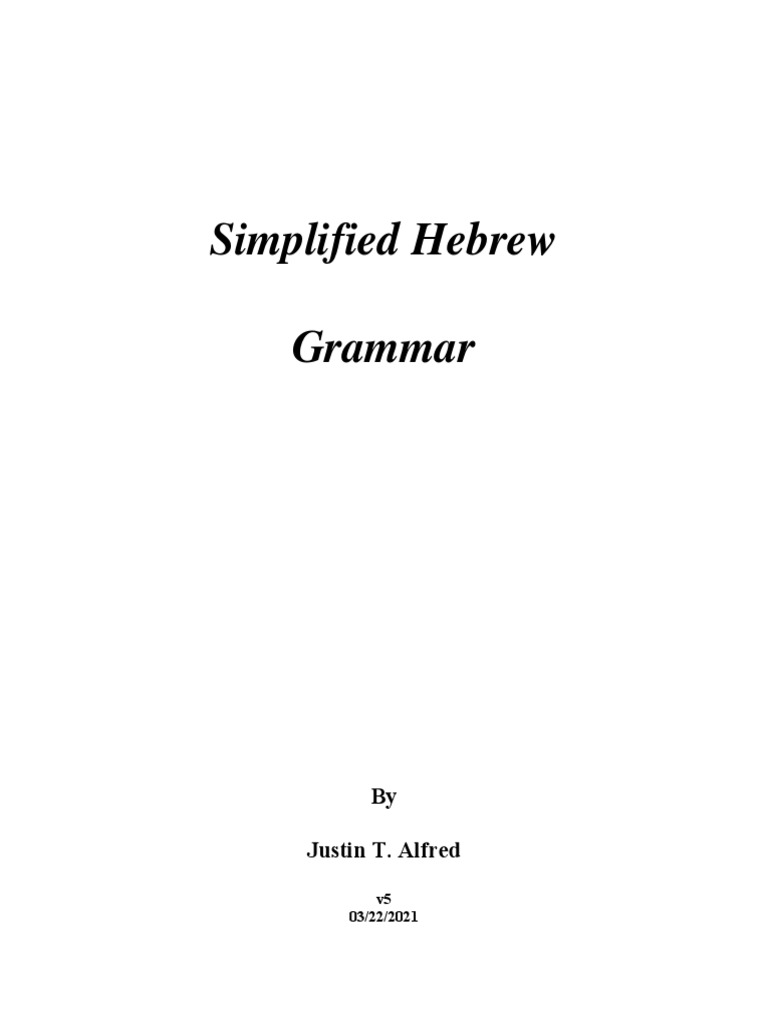 Simplified Hebrew Grammar | PDF | Grammatical Gender | Plural