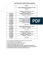 HSC Mathematics Frist Paper Exam Schedule