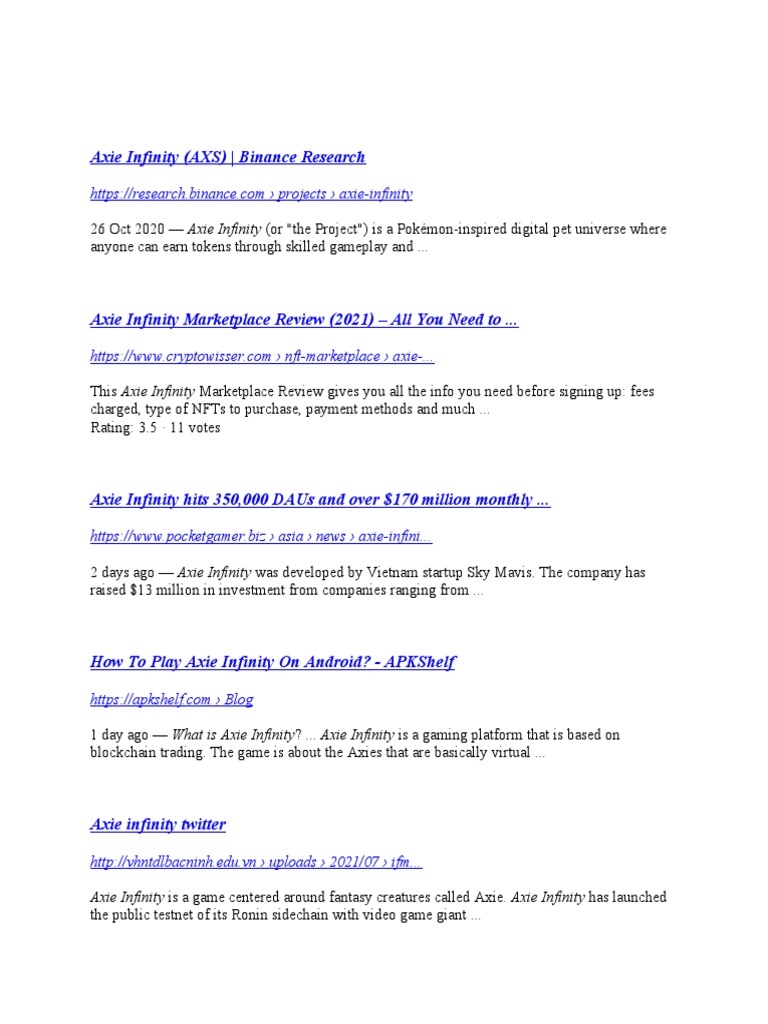 Axie Infinity: AXS Token Insights | PDF | Cryptocurrency | Bitcoin