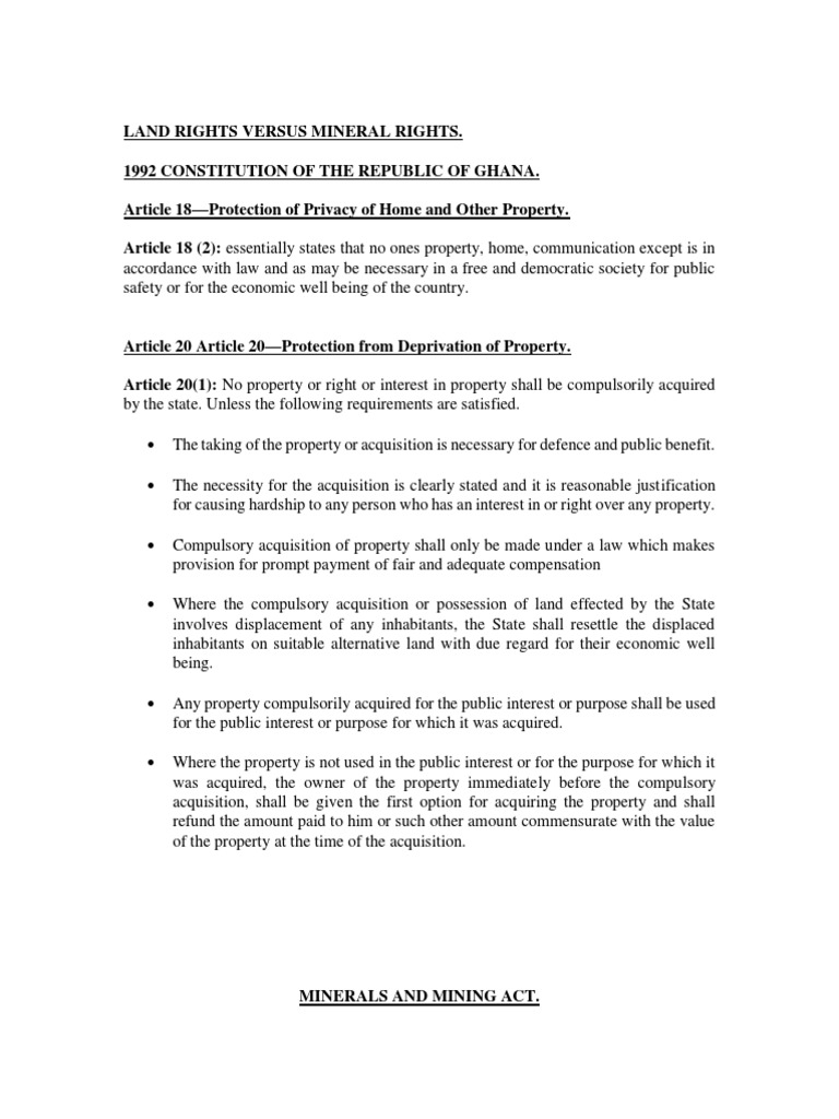 Land and Mineral Rights in Ghana | PDF | Eminent Domain | Property