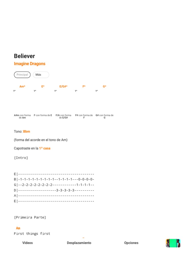 Believer Imagine Dragons CIFRA PDF