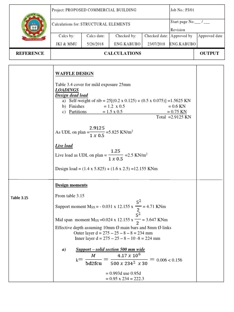 Waffle Design Structural Calculations | PDF | Classical Mechanics ...