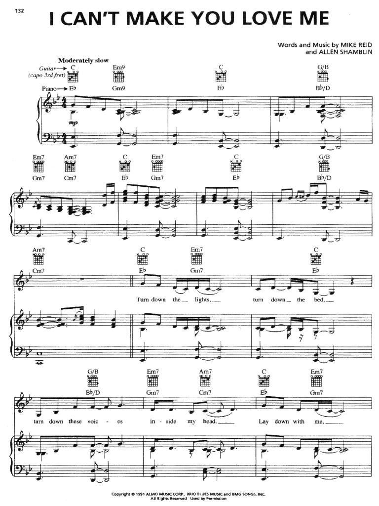 Bonnie Raitt I Cant Make You Love Me Sheetmusicdownload Pdf