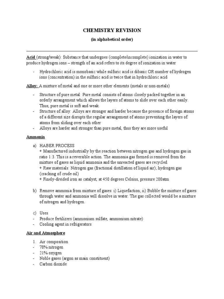 Comprehensive Chemistry Revision Guide | PDF | Chemical Bond | Ion