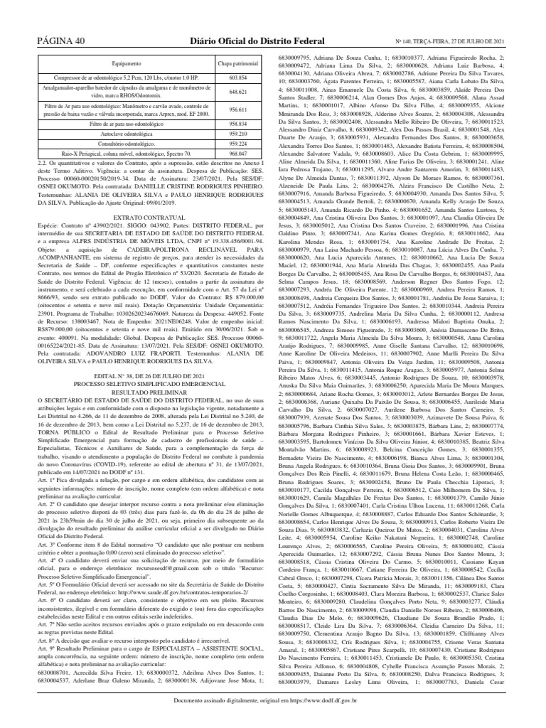DODF 140 27072021 INTEGRApages4078 PDF Brasil Médico da família