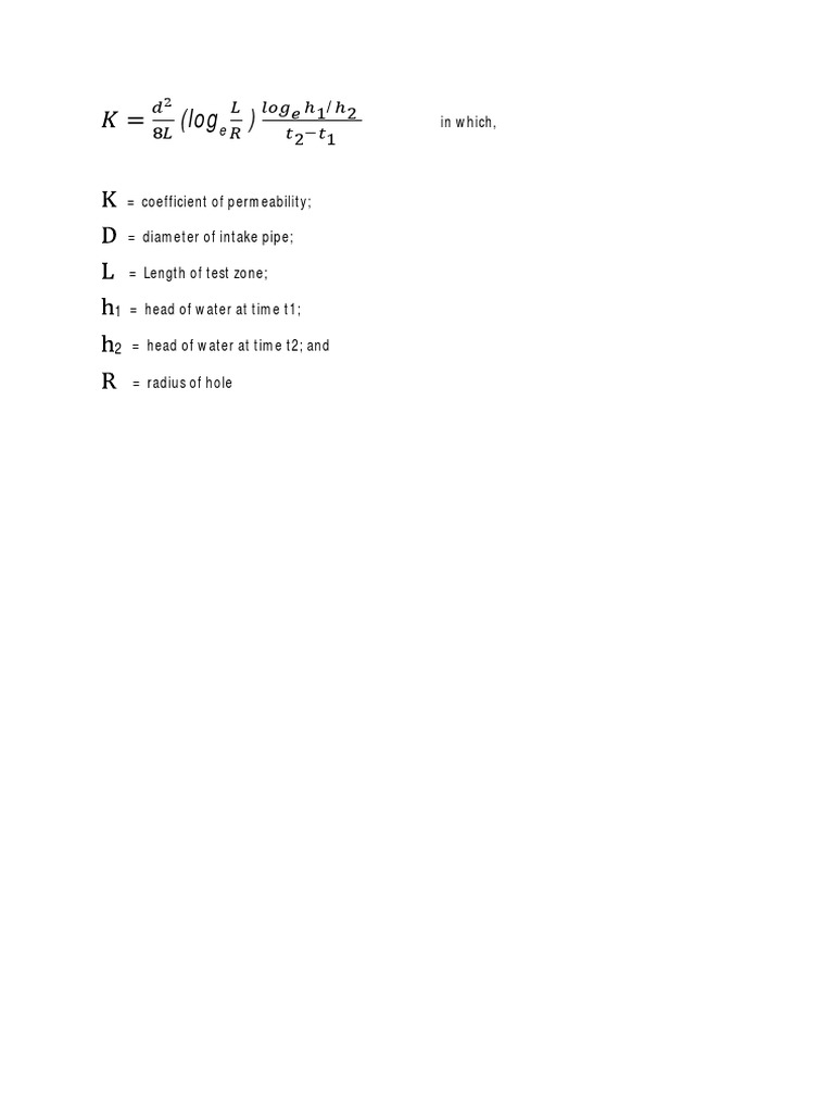 Coeffcient of Permeability Calculation | PDF