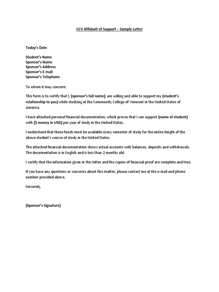 affidavit of support | pdf