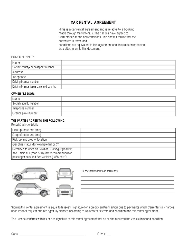 Car Rental Agreement 13 PDF