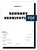 Sensory Deprivation: Seminar On