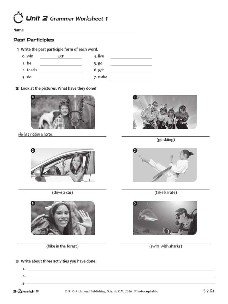 Stopwatch 5 Unit 2 Grammar 1 (5.2.G1) | PDF