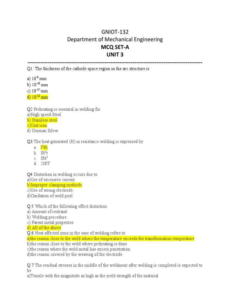 Mcq awt unit 3 pdf welding construction