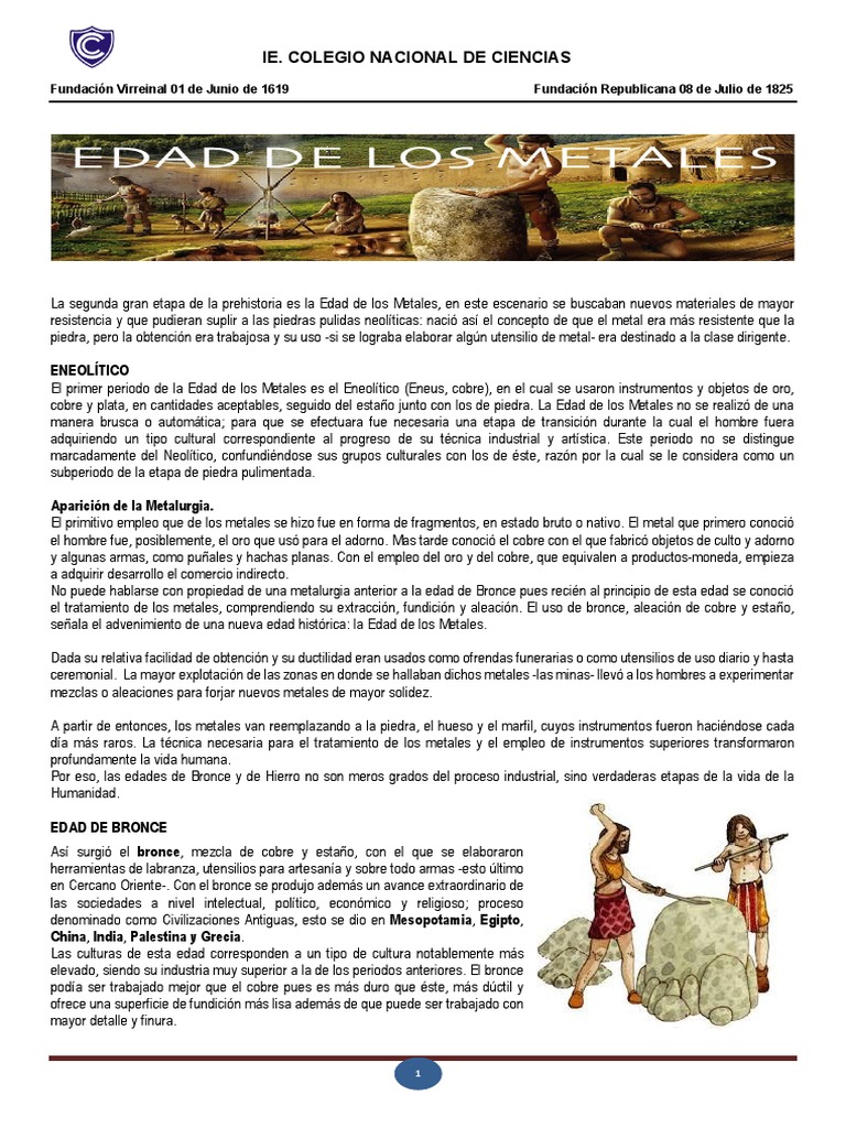La Edad de los Metales en la Prehistoria | PDF | Bronce | Edad de Hierro