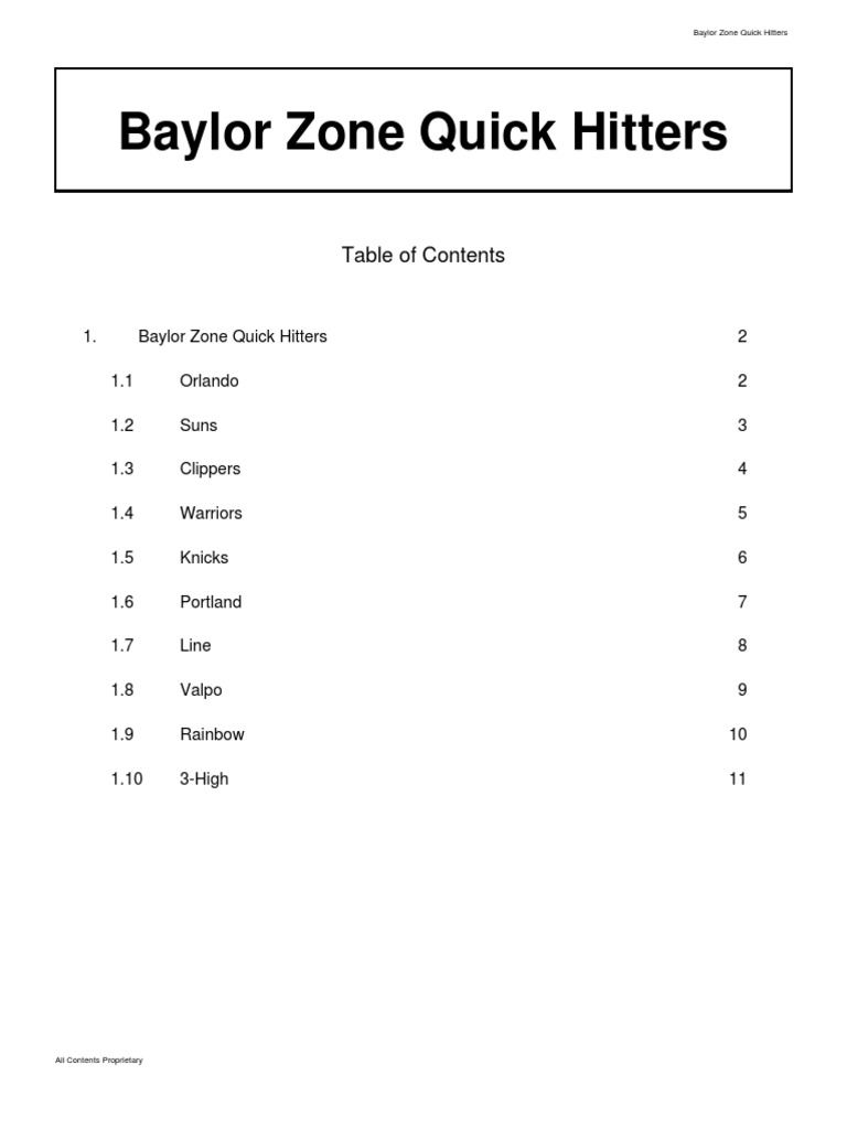 Baylor Zone Quick Hitters PDF Leisure Sports