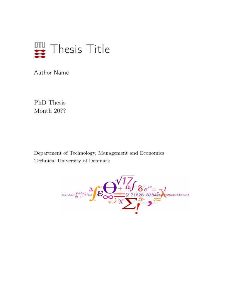 dtu master thesis project plan