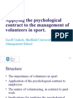 Applying The Psychological Contract To The Management of Volunteers in Sport