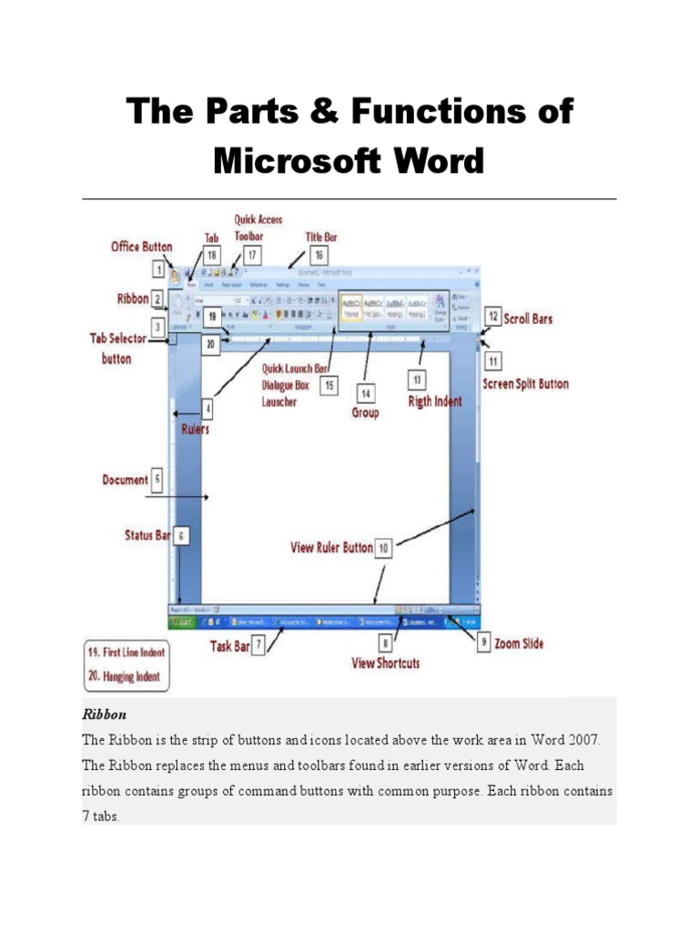 Kumsay Atack Ms Word Parts And Functions - Free Power Point Template ...