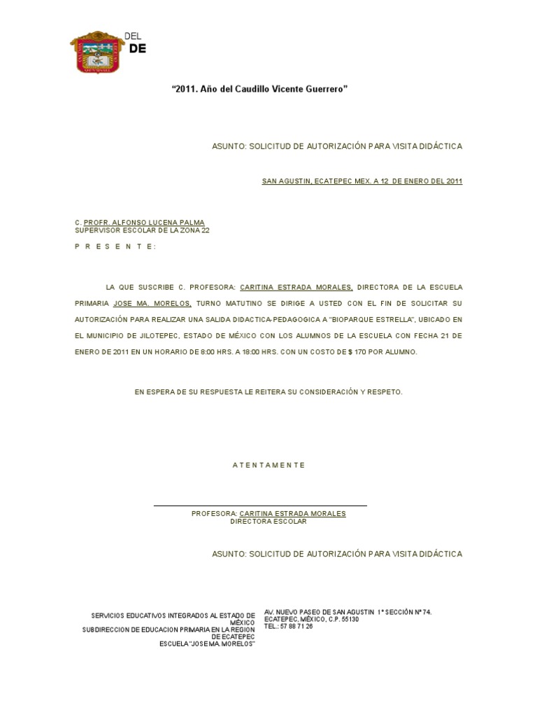 PLAN DE TRABAJO EXCURSION 2011
