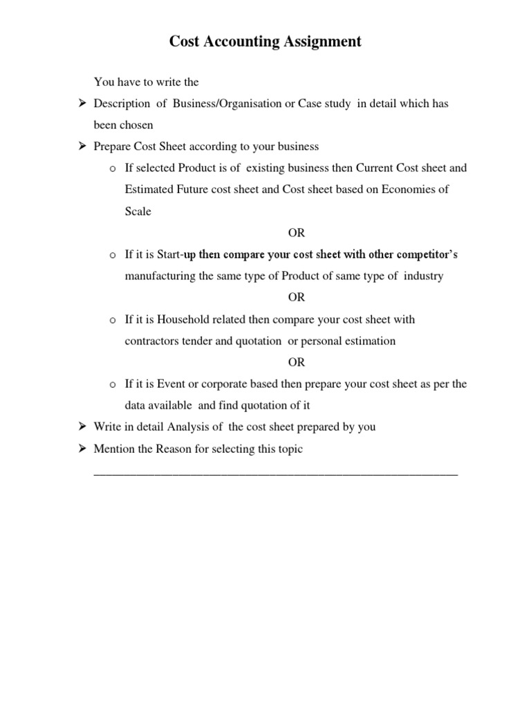 Cost Accounting Semester V Assignment | PDF