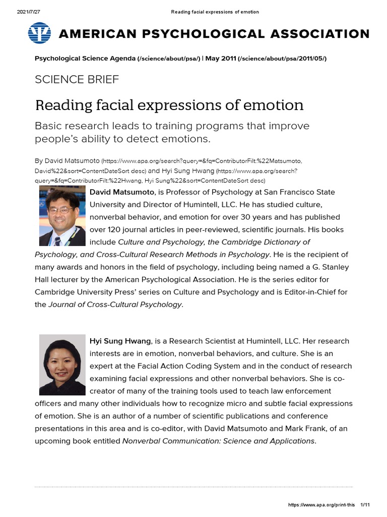 Understanding Facial Expressions of Emotion | PDF | Facial Expression ...