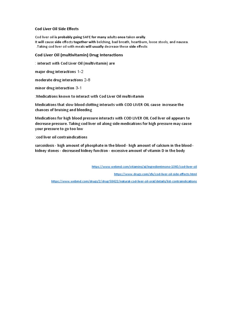 Cod Liver Oil Side Effects PDF