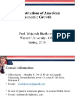 The Institutions of American Economic Growth: Prof. Wojciech Bieńkowski Warsaw University - OSA Spring, 2016