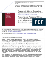 Teaching in Higher Education: To Cite This Article: Polycarp Ikuenobe (2001) Teaching and Assessing Critical Thinking
