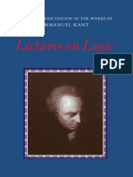 Kant, Immanuel - Lectures On Logic (Cambridge, 1992)