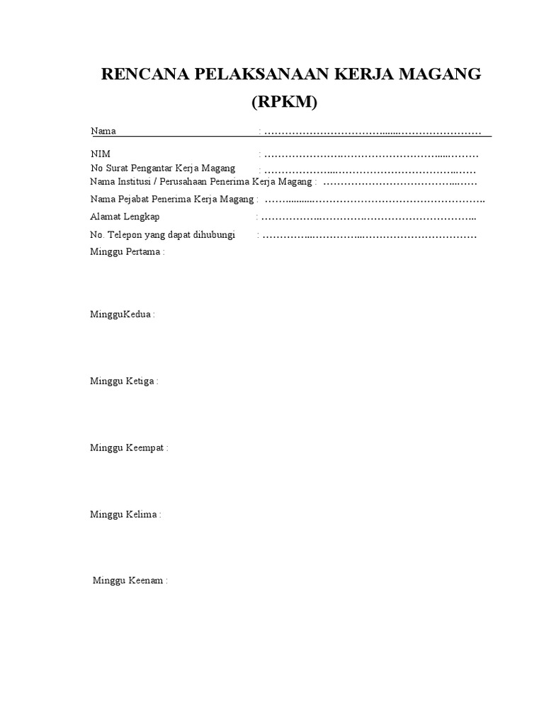Rencana Pelaksanaan Kerja Magang | PDF