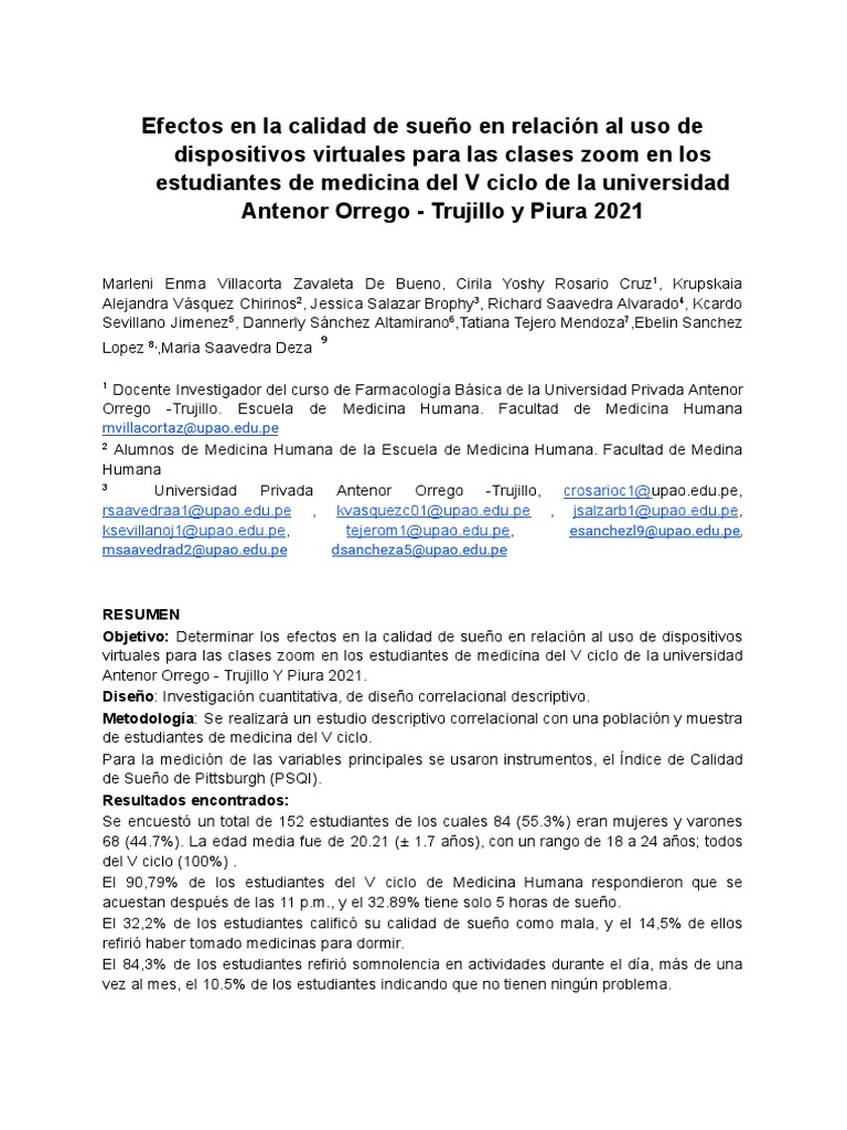 Calidad de Sueño en Estudiantes de Medicina | PDF | Dormir ...