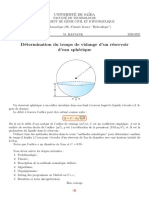 TP - Temps - Vidange - Reservoir - Spherique - 2019 - 2020 - Ver1 - 95 Enonce