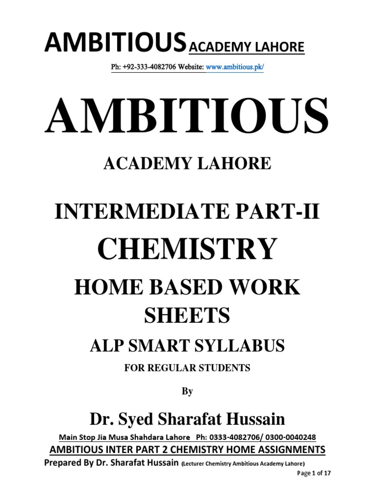 Chemistry Home Assignments for Inter Part 2 | PDF | Aldehyde | Ester