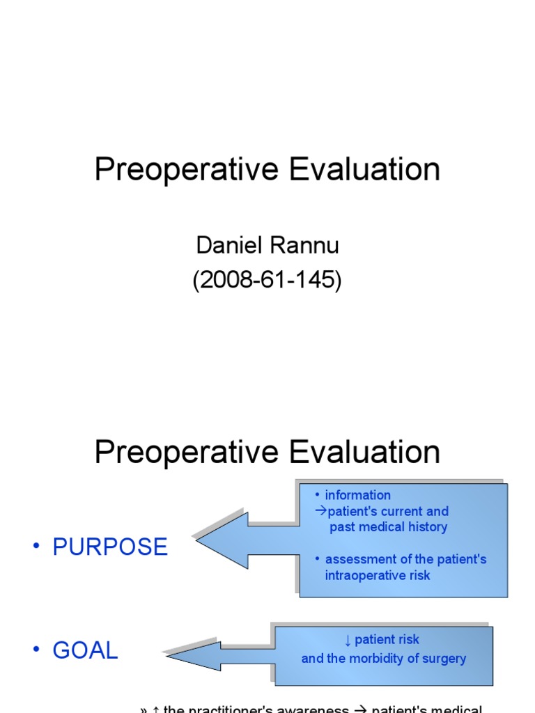 Preoperative Evaluation Anesthesia Pdf Diseases And Disorders