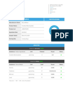 Sample Certifications: Manufacturer Name Product Name Product Lot Expiration Date Sample Tested Serving Size