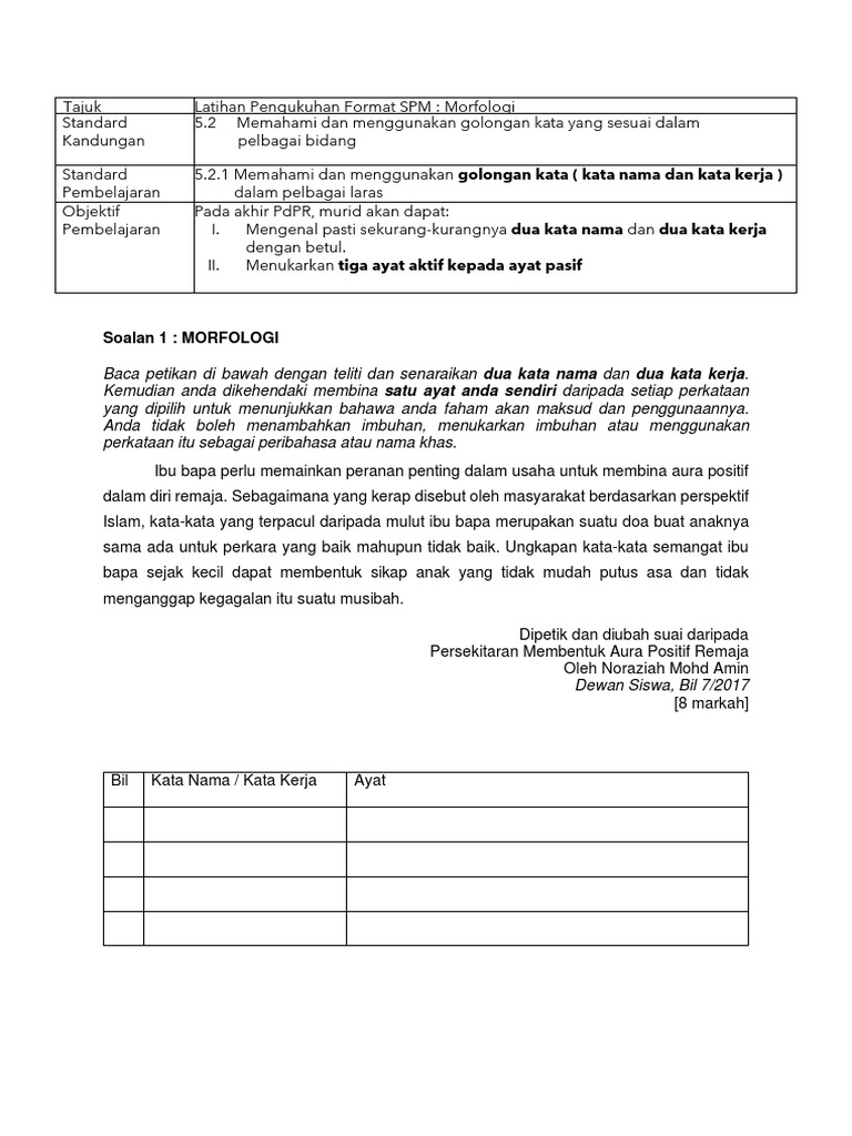 Kssm Soalan Morfologi Pdf