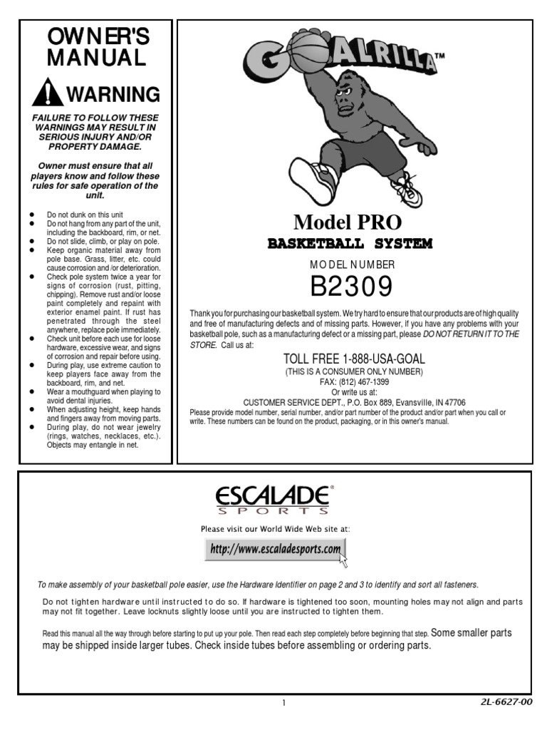 Goalrilla Basketball Goal Anchor Kit ManualB2309 PDF Nut (Hardware