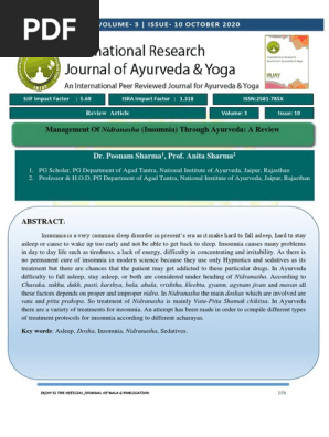 225 Article Text 381 1 10 20201105 Pdf Ayurveda Insomnia