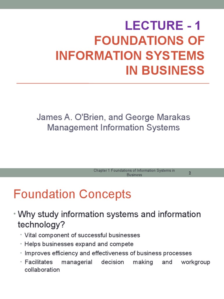 Foundations of Information Systems in Business: Lecture - 1 | PDF ...