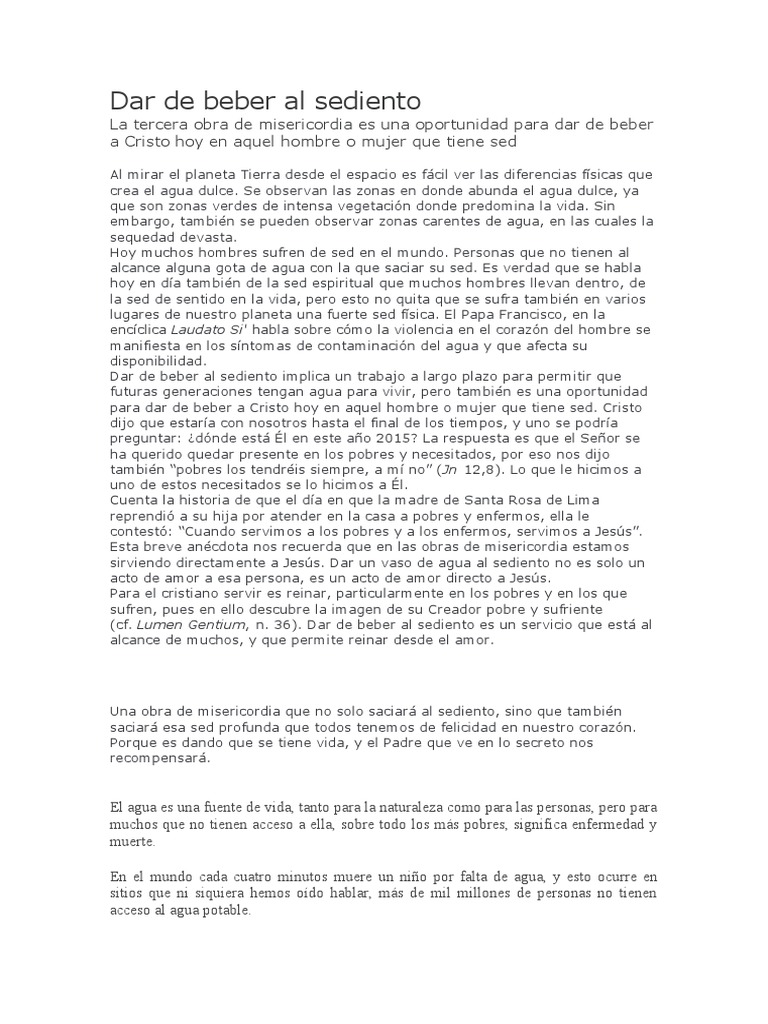 Dar de Beber Al Sediento | PDF | Amor | Misericordia