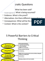 Socratic Questions and Critical Thinking Barriers