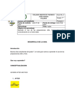 Nombre Del Estudiante: Fecha de Recibido: Julio 21 de Fecha de Entrega: Julio 21de Aprendizaje: Área: Inglés Objetivo de Aprendizaje