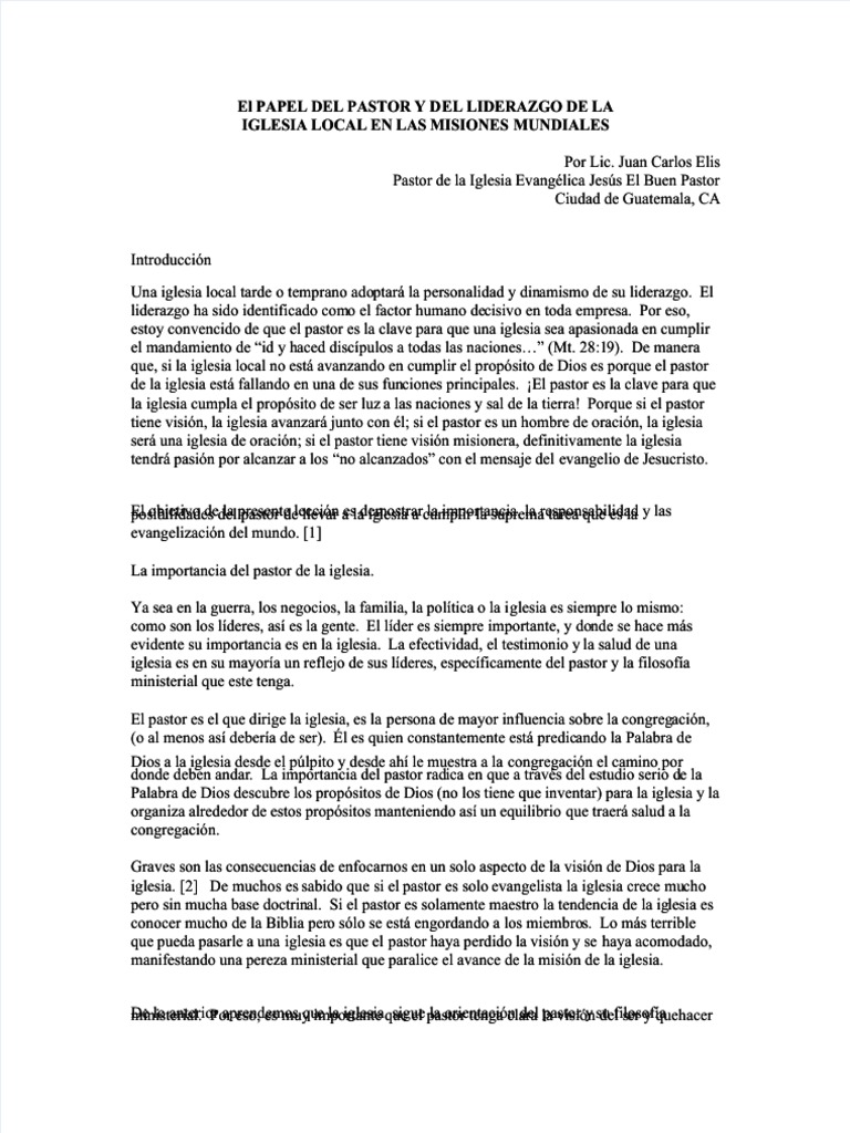 El Rol Clave del Pastor en la Iglesia | PDF | Iglesia cristiana ...