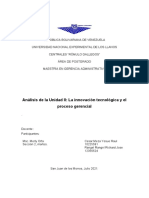 Análisis de La Unidad I La Innovación Tecnológica y El Proceso Gerencial