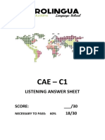 CAE Listening Answer Sheet With Cover