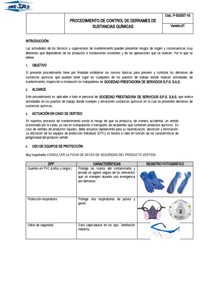 Control de Derrames Químicos: Procedimiento | PDF | Absorción (Química ...